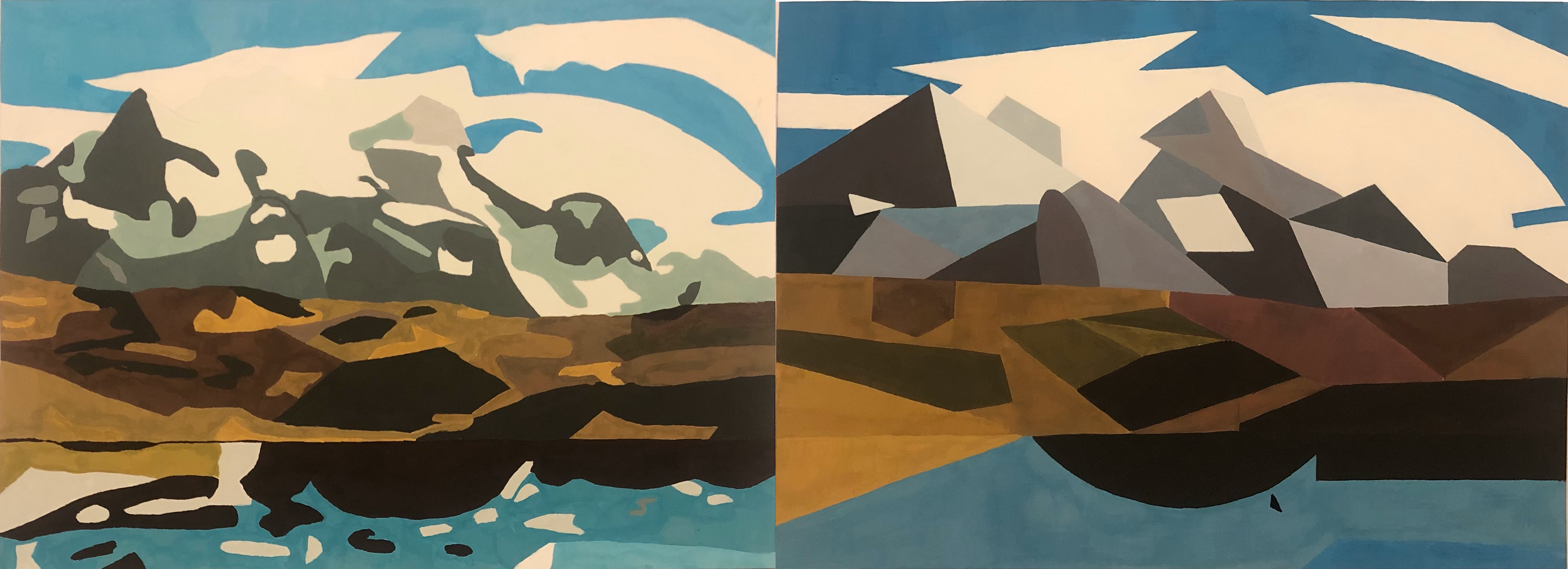 Landscape — diptych watercolour