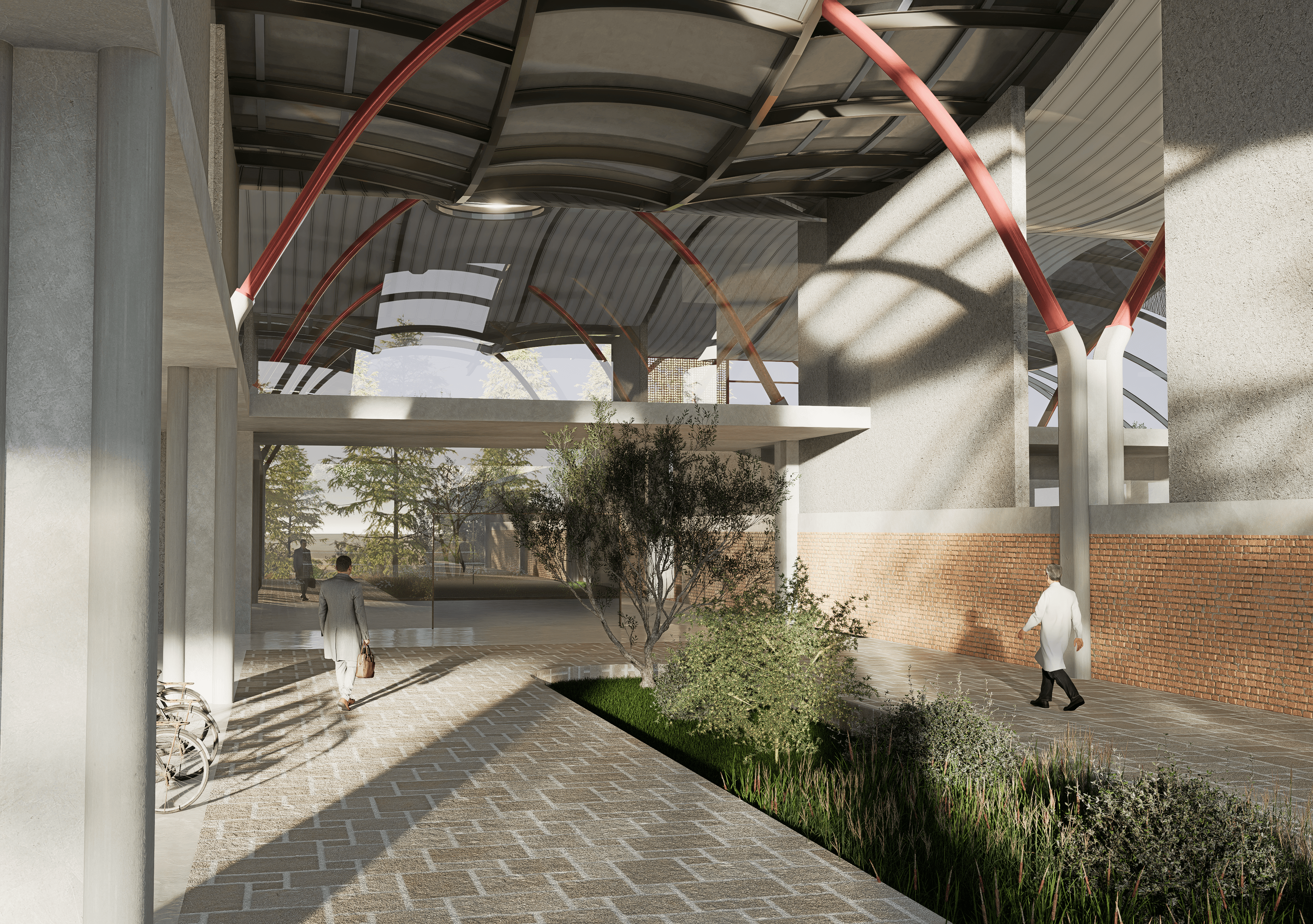 Espacio semicubierto — render